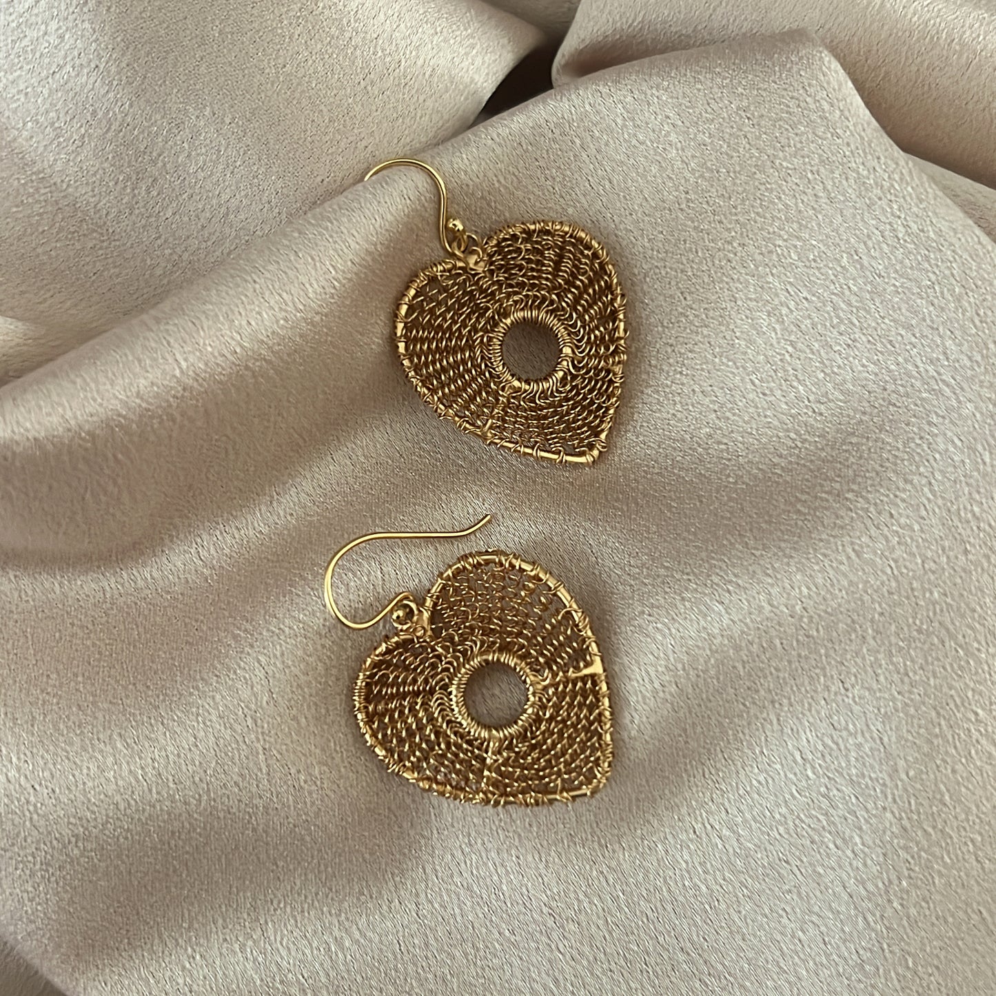 Woven Handcrafted Heart Earrings