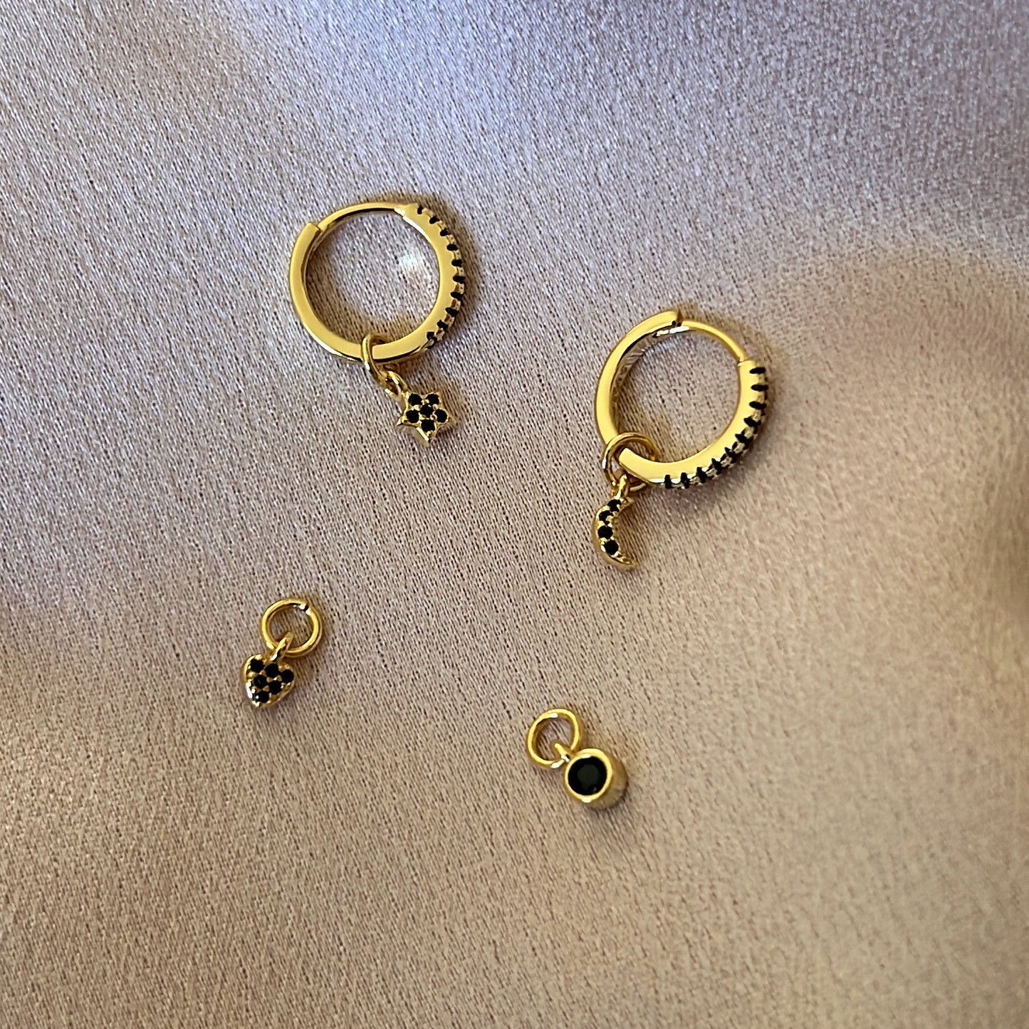 Stella Charm Huggies (Black)