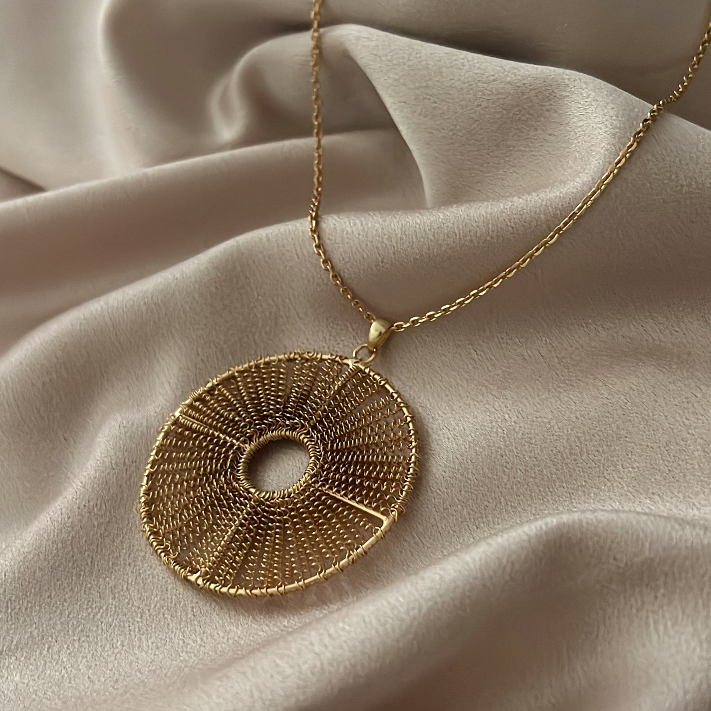 Woven Handcrafted Round Pendant Necklace
