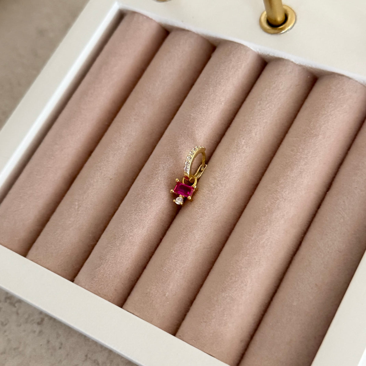 Mia Pink Charm Huggie