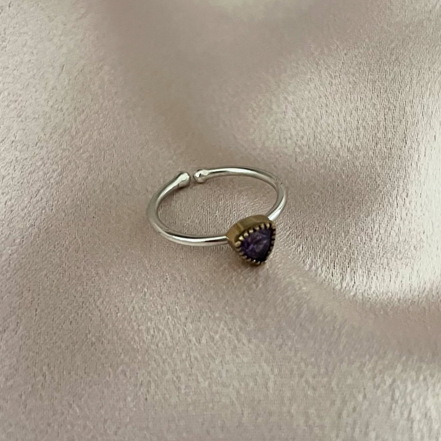 Triangular Amethyst Handcrafted Ring