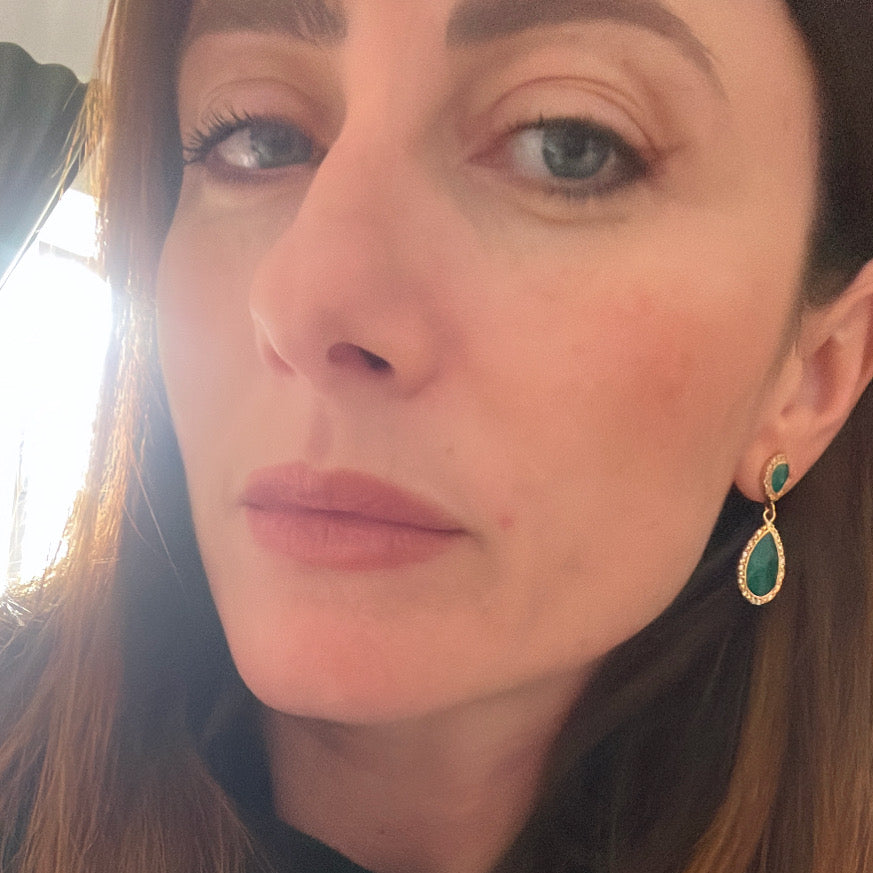 Handcrafted Green Onyx Drop Earrings