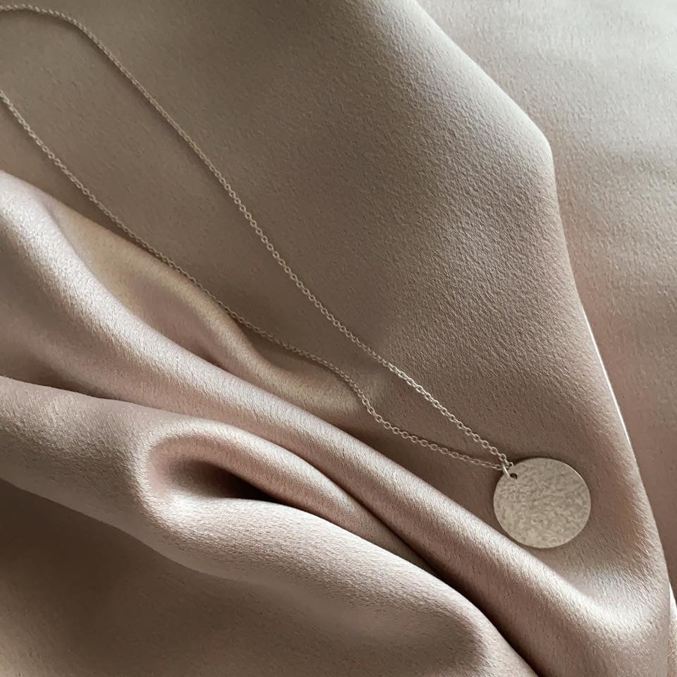 Handcrafted 925 Sterling Hammered Coin Necklace