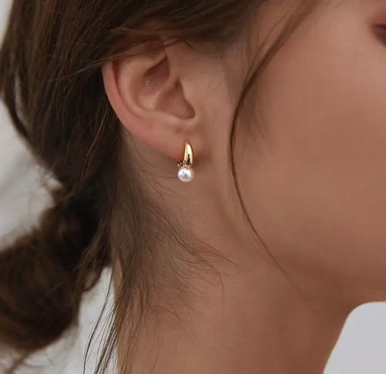 Ella Imitation Pearl Hoops