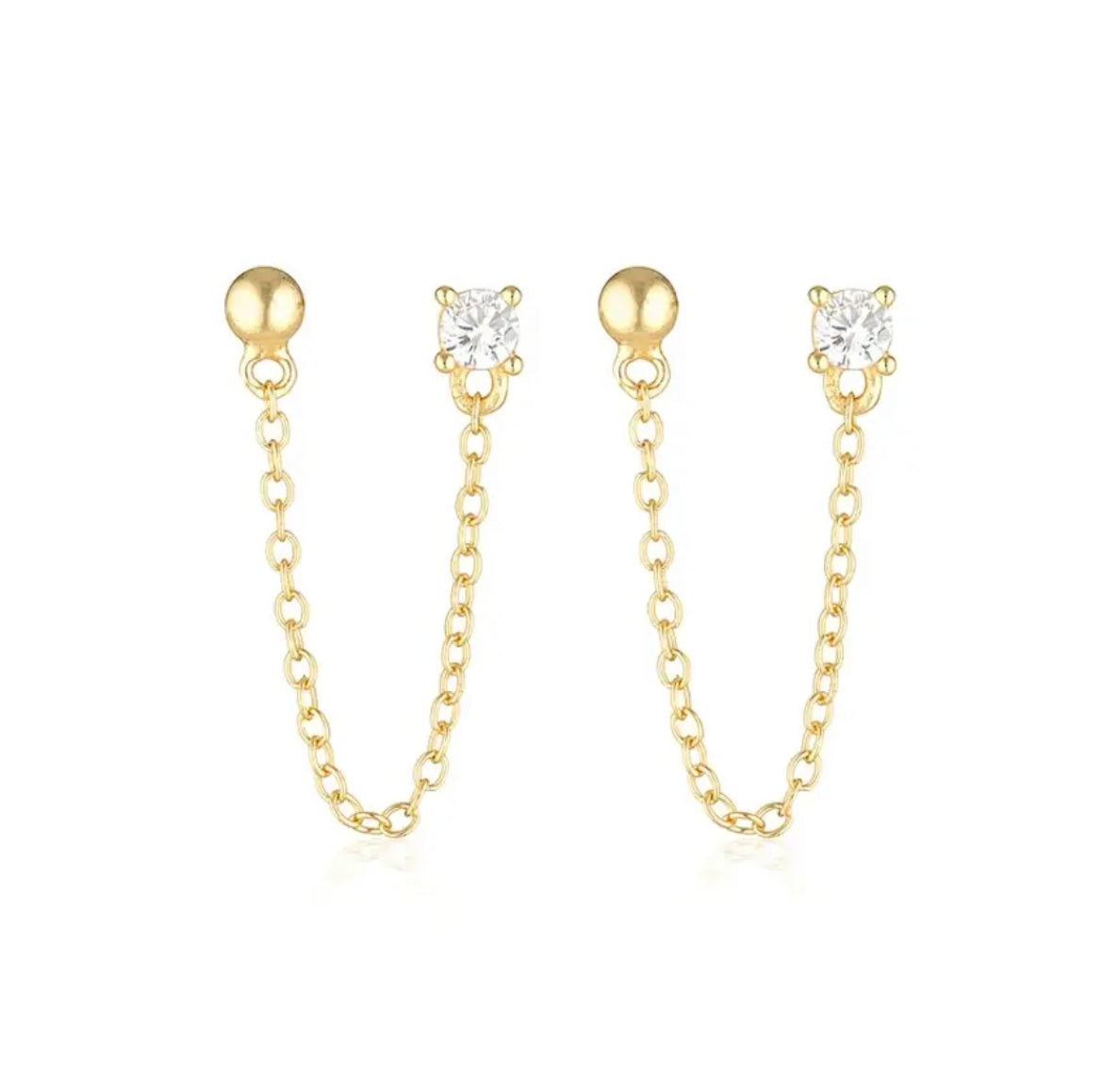 Mia Double Stud Chain Earrings