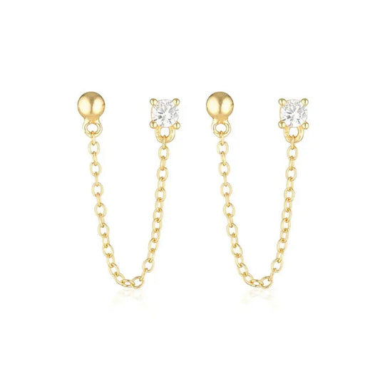 Mia Double Stud Chain Earrings