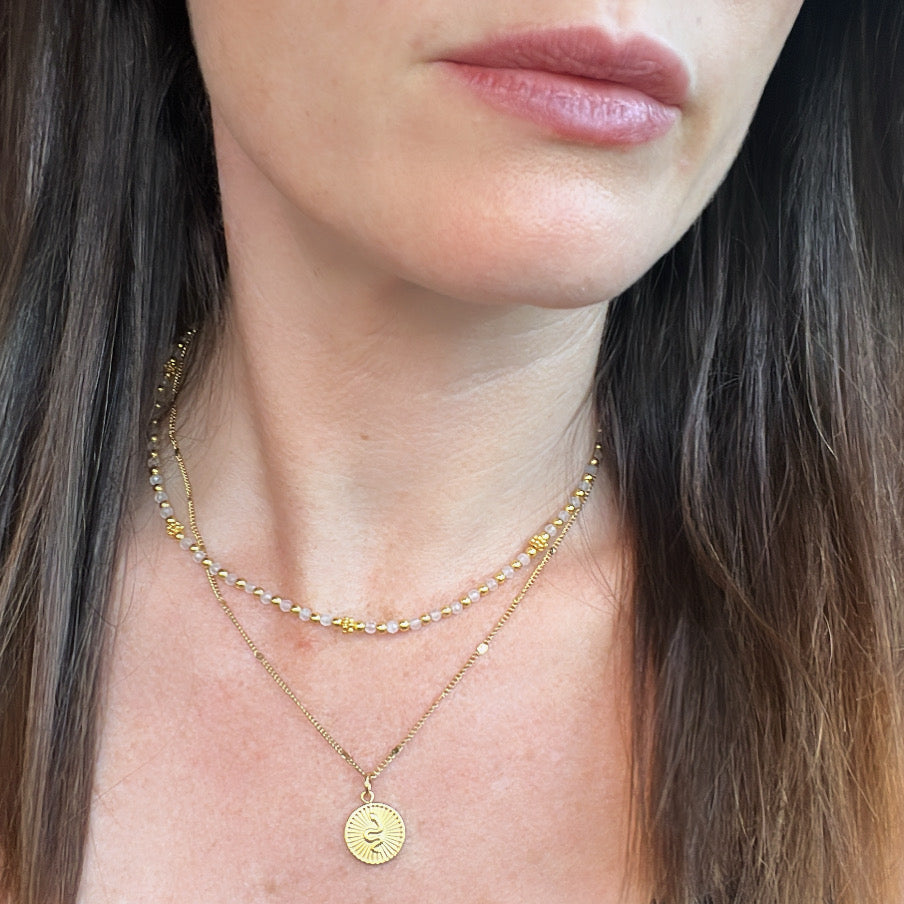 Delphi Rose Quartz Beaded Necklace