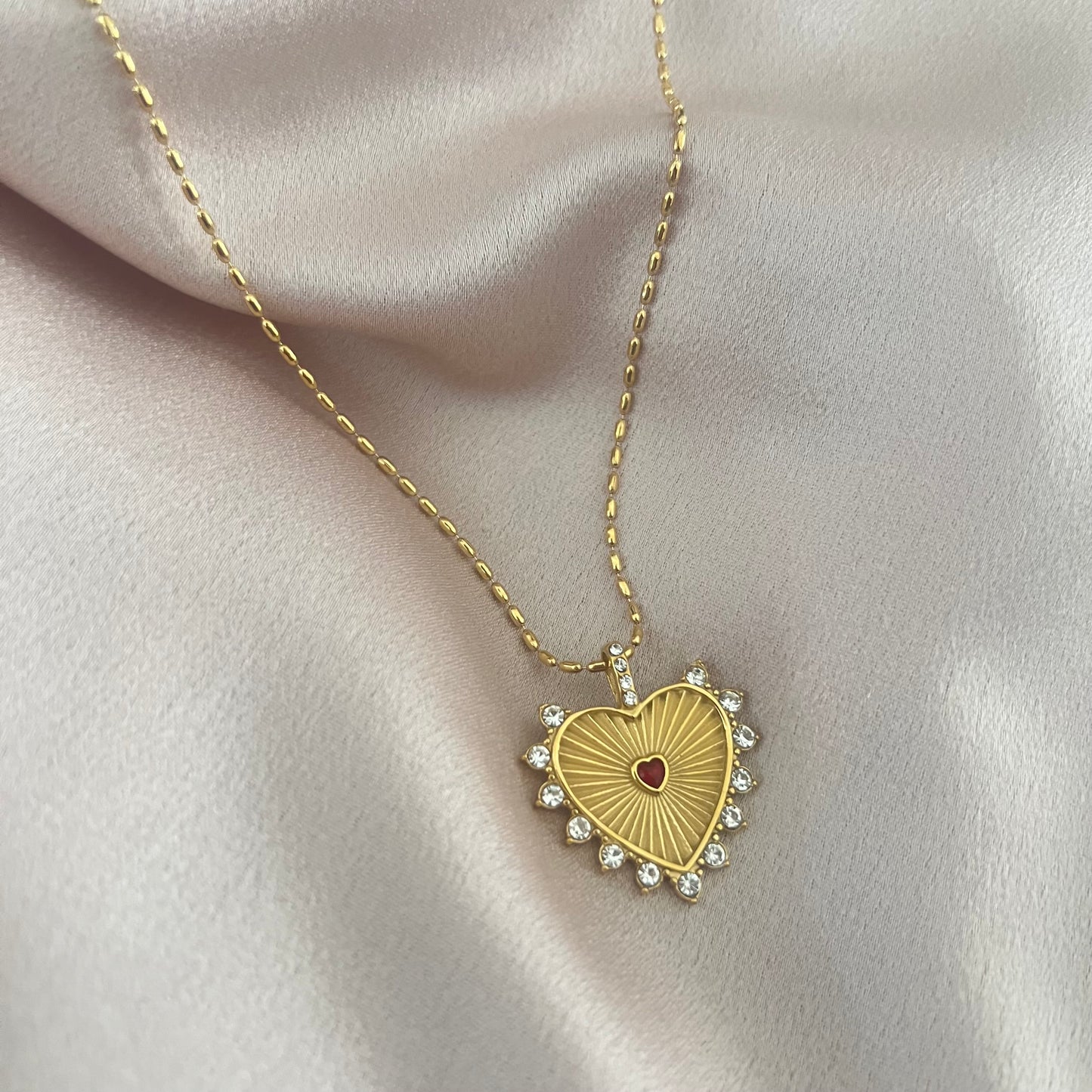 Sicilian Red Heart Pendant Necklace