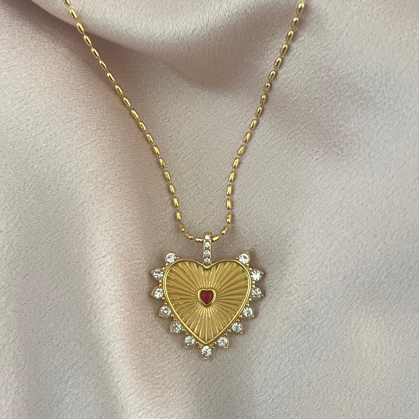 Sicilian Red Heart Pendant Necklace