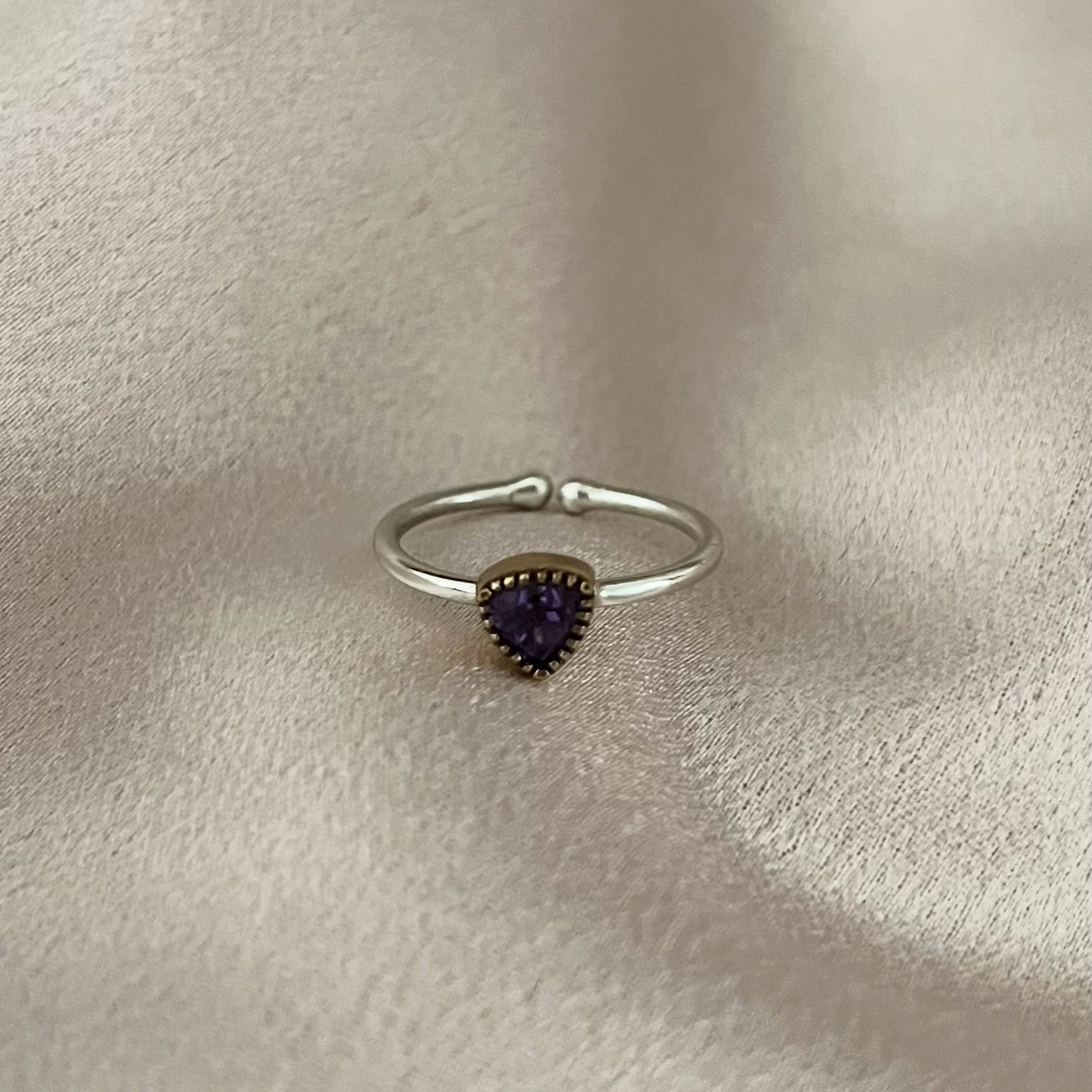 Triangular Amethyst Handcrafted Ring