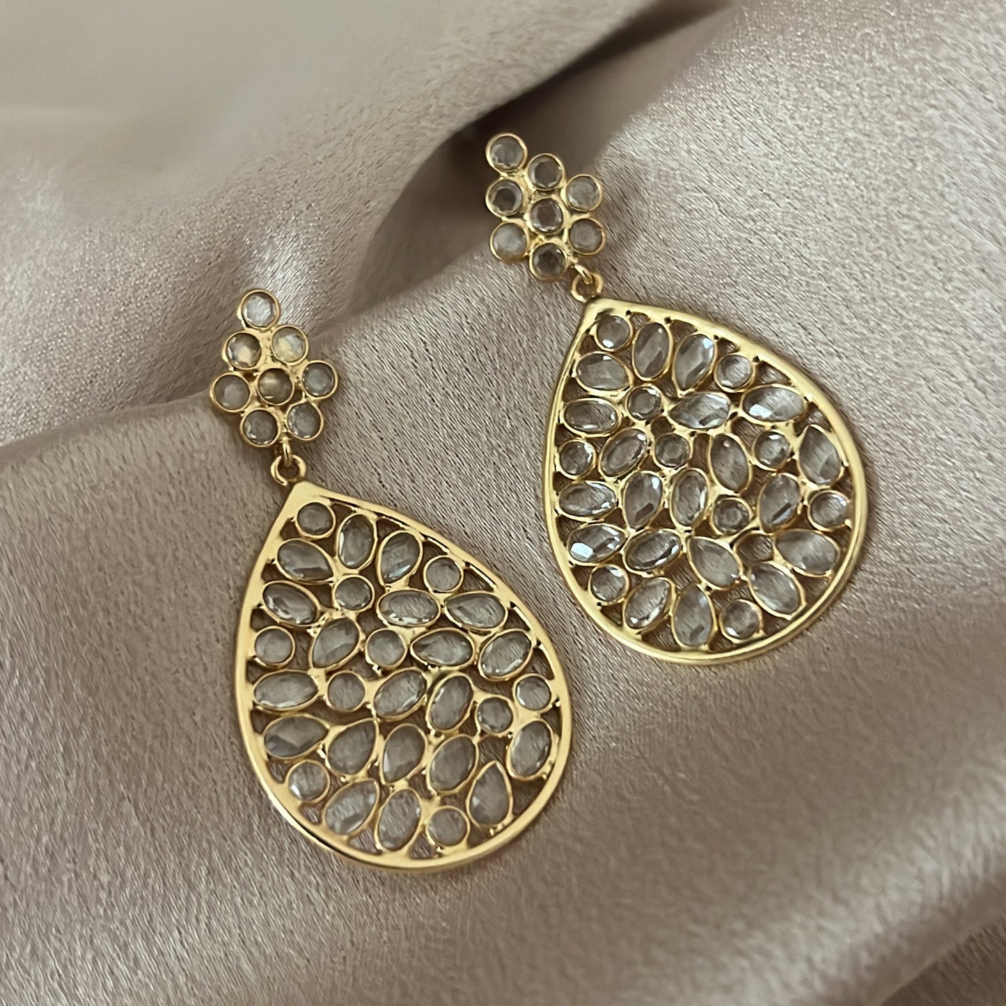 Handcrafted Gold Plated CZ Earrings