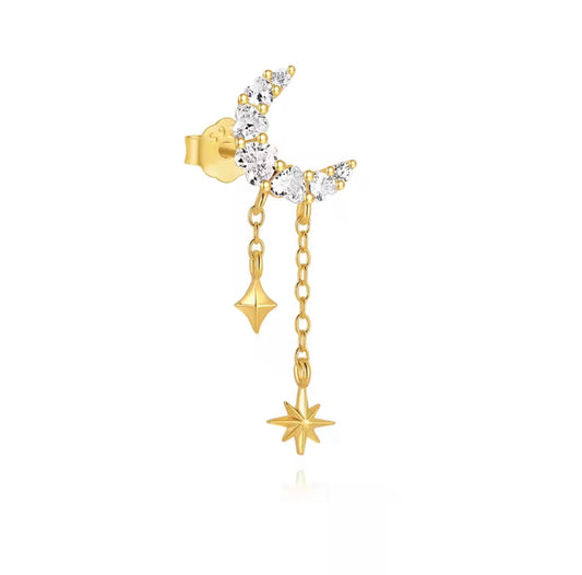 Crystal Moon Stud Earring