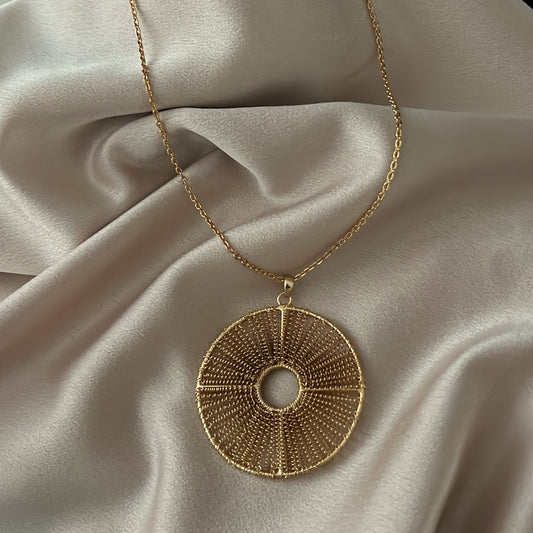 Woven Handcrafted Round Pendant Necklace