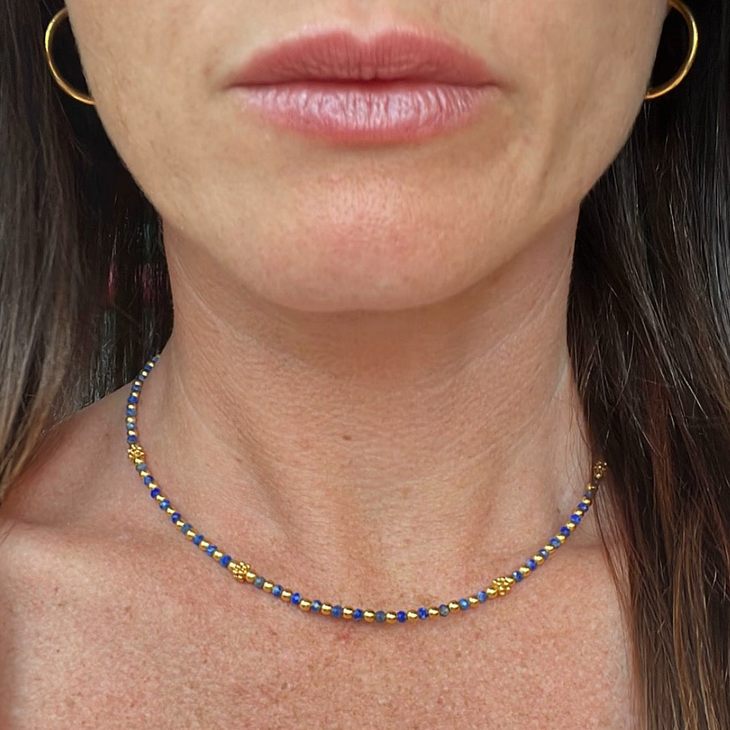 Delphi Lapis Beaded Necklace