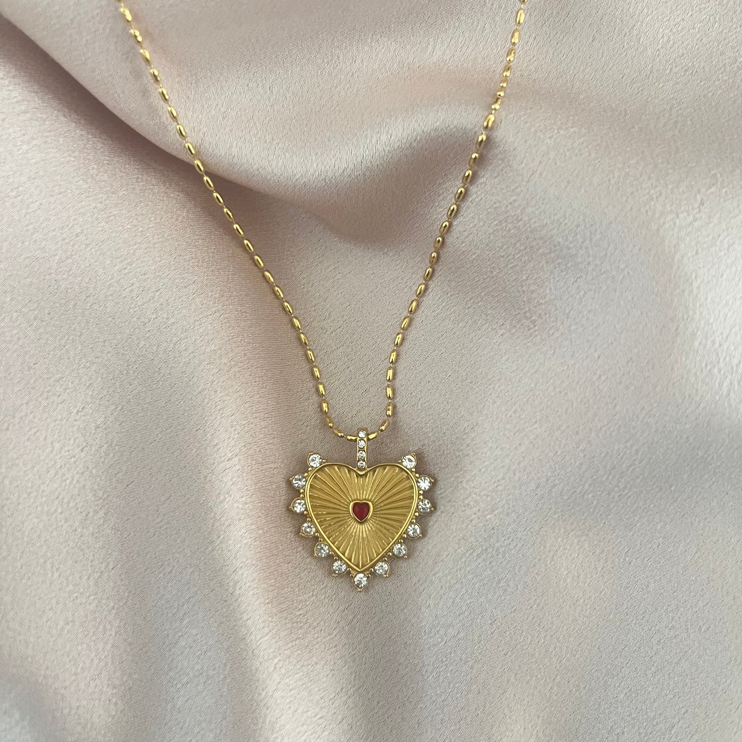 Sicilian Red Heart Pendant Necklace