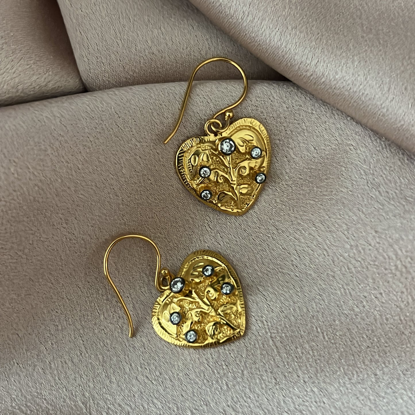 Handcrafted Gold Plated Heart Earrings