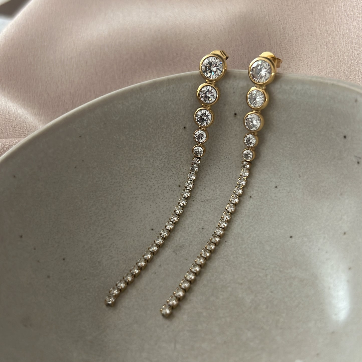 Tennis Long Drop Earrings