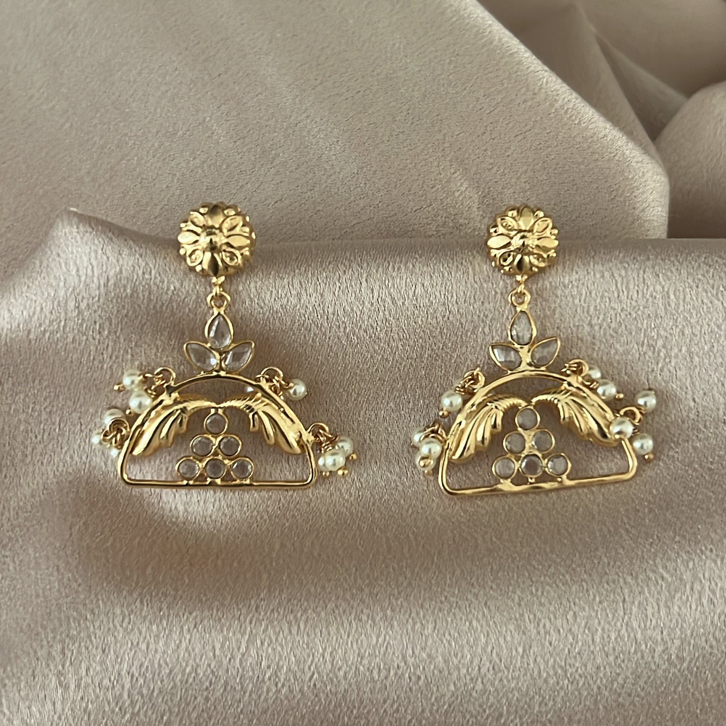 Handcrafted Gold Plated CZ Earrings