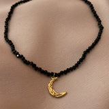 Moon Black Beaded Choker