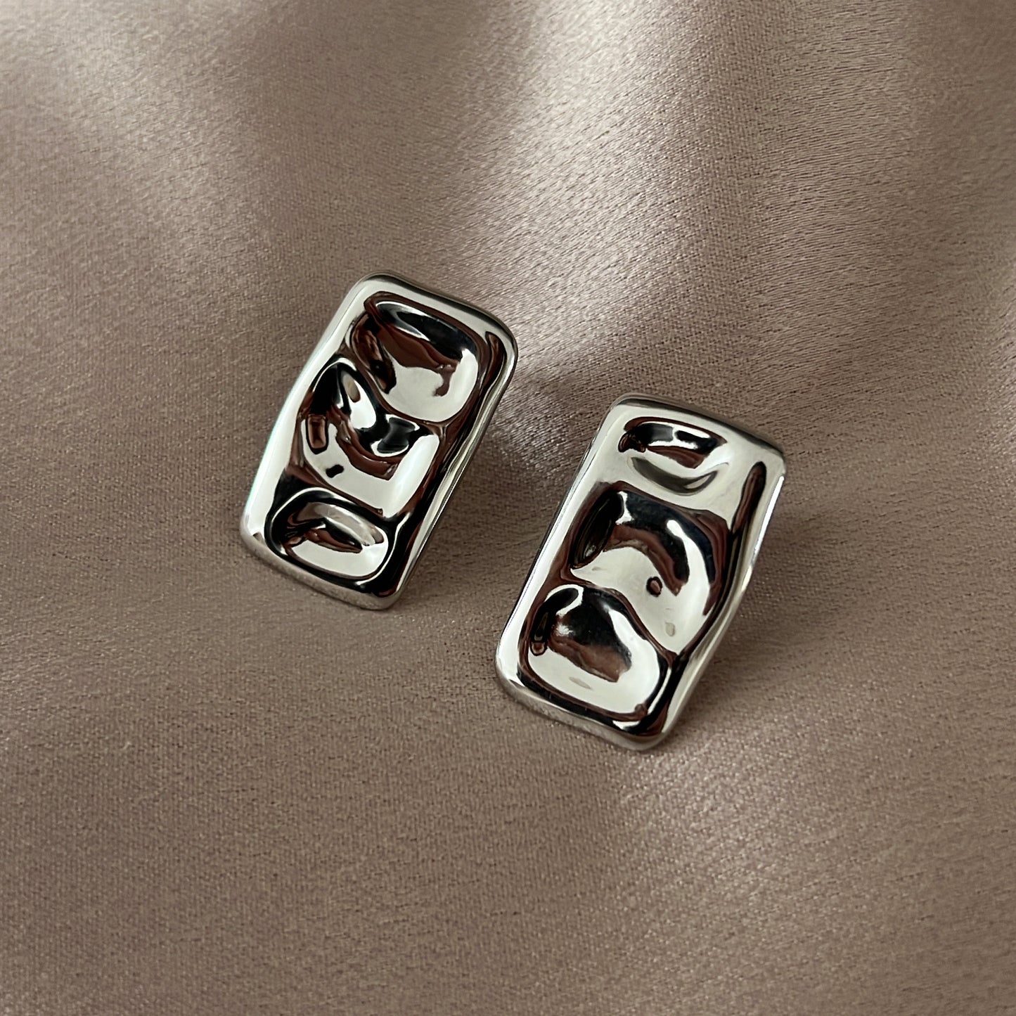 Ruffled Stainless Steel Stud Earrings