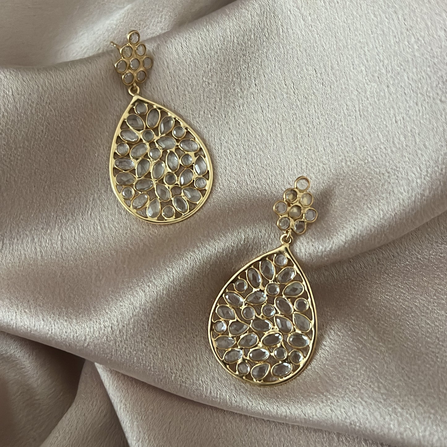 Handcrafted Gold Plated CZ Earrings