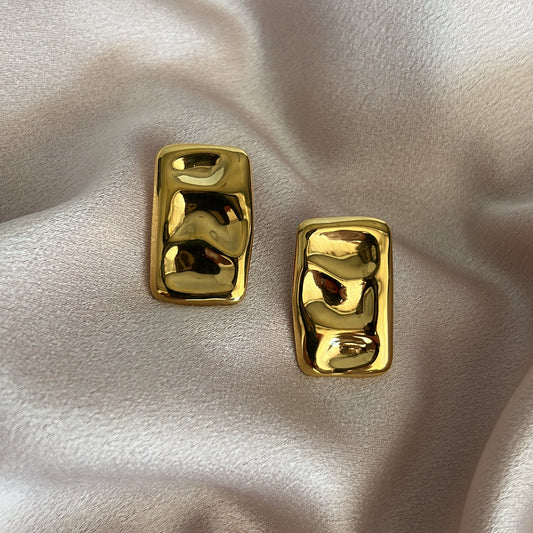 Ruffled Stainless Steel Stud Earrings