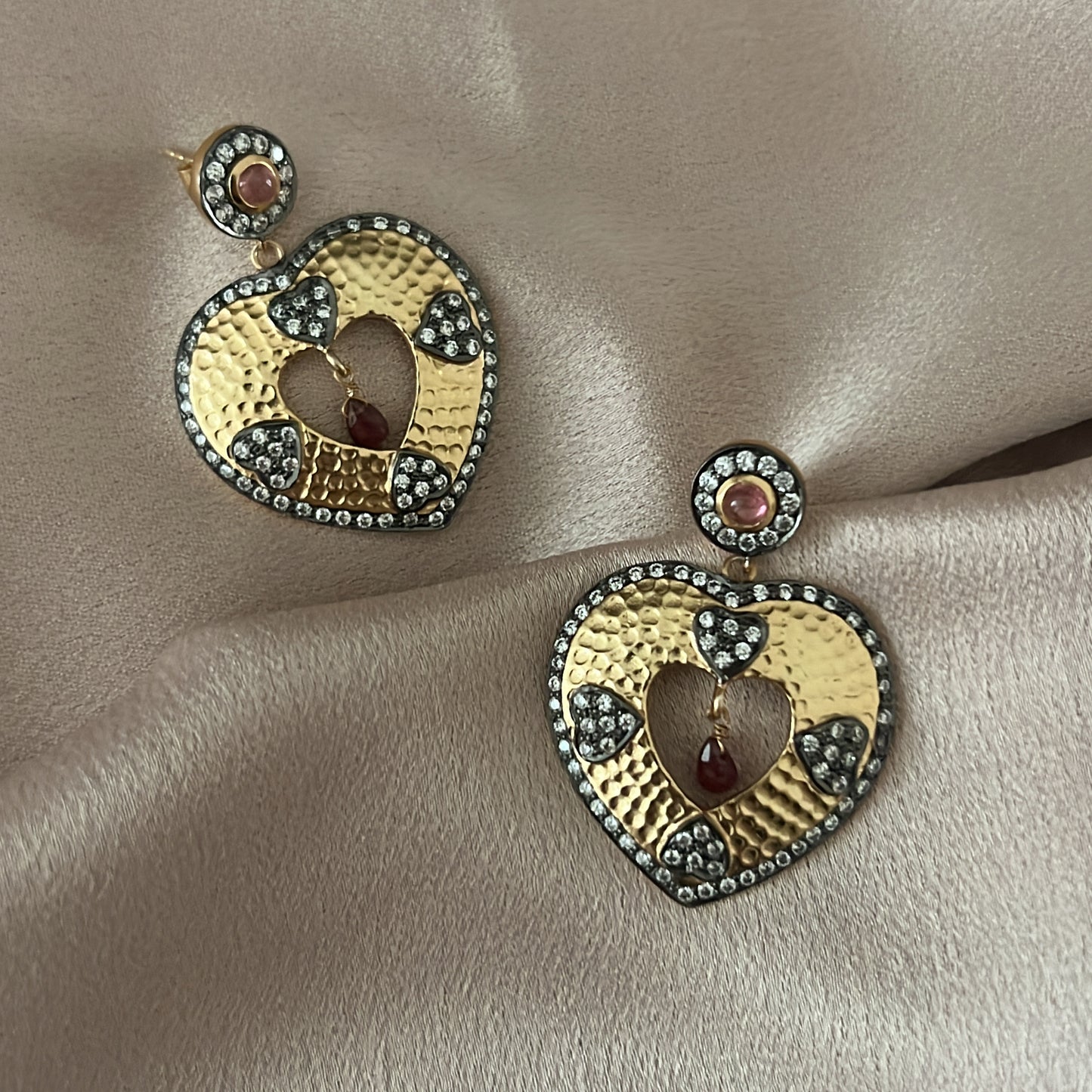 Handcrafted Heart Tourmaline Earrings