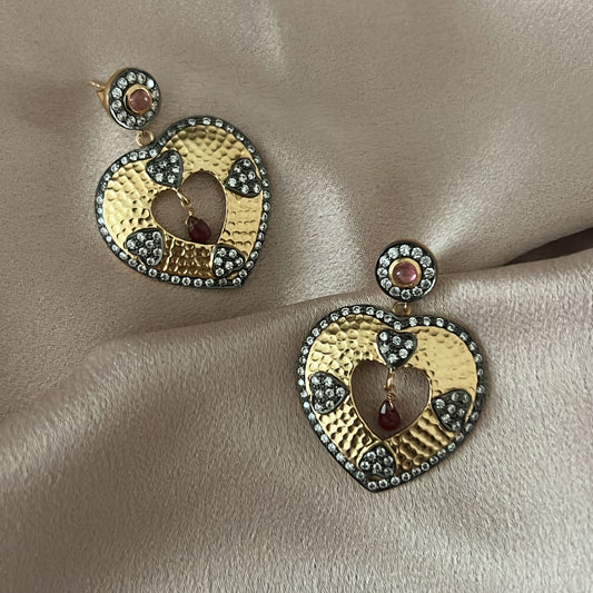 Handcrafted Heart Tourmaline Earrings