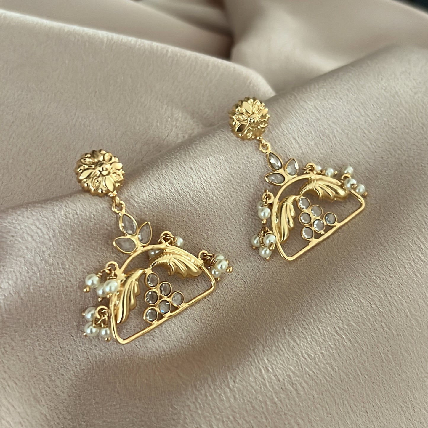 Handcrafted Gold Plated CZ Earrings