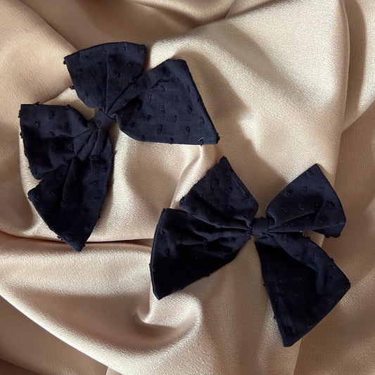 Navy Linen Bows Set of 2