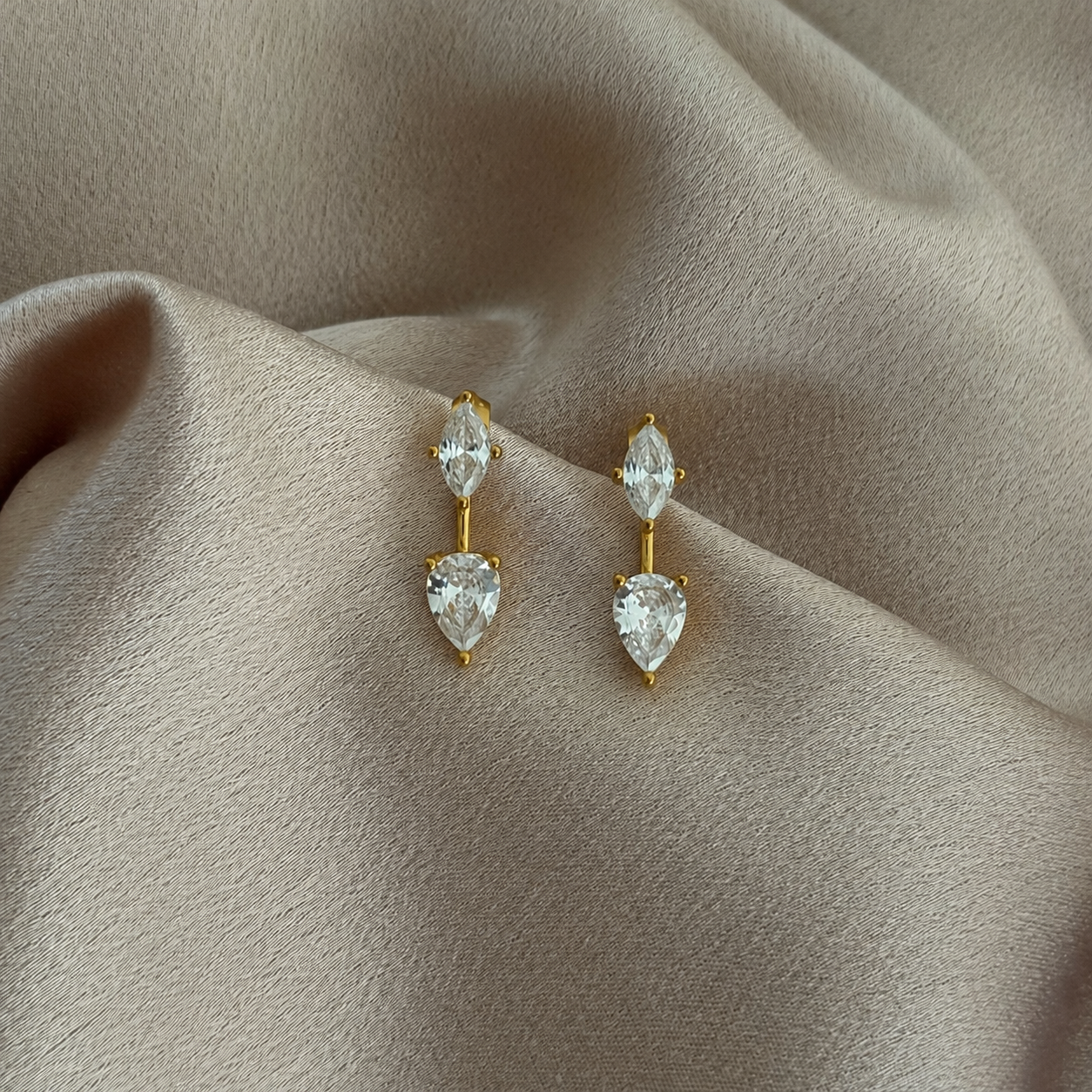 Floating Double Crystals Studs