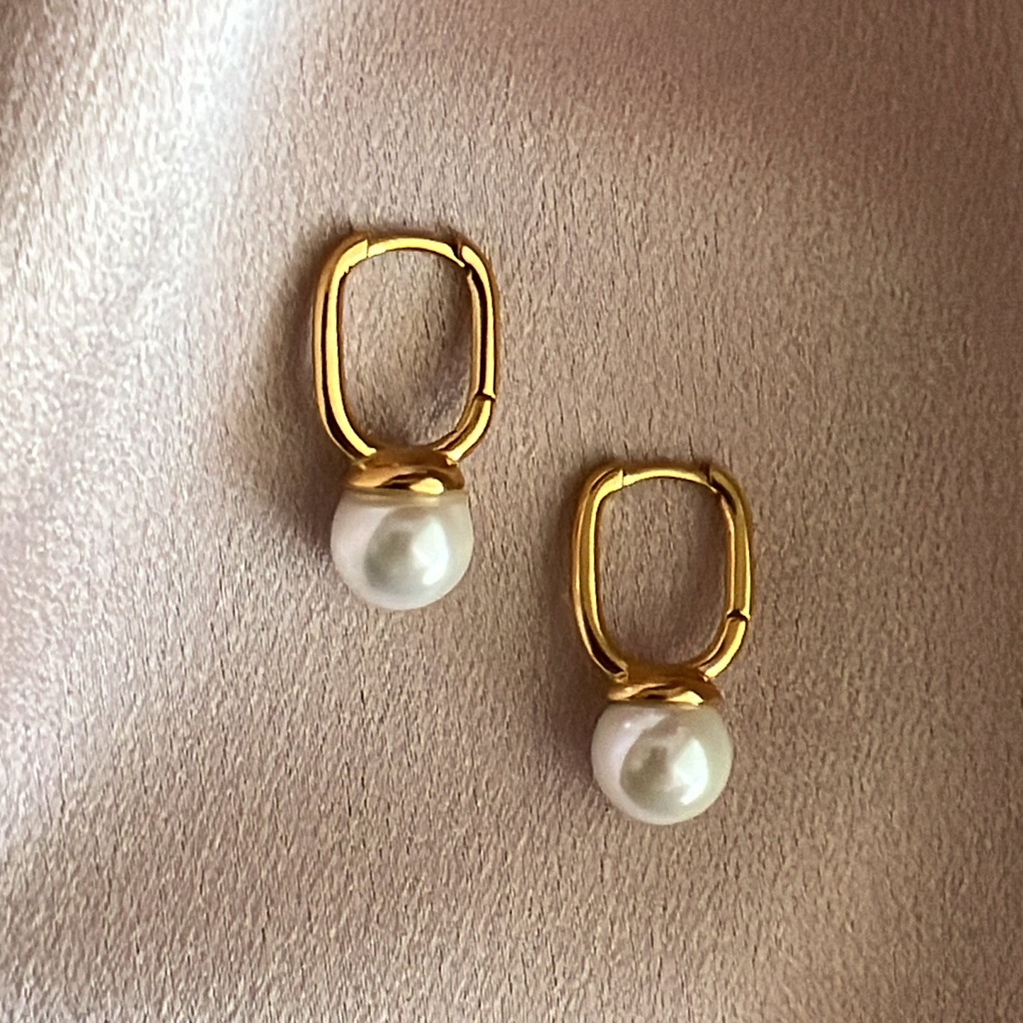 Ines Pearl Stainless Steel Hoops