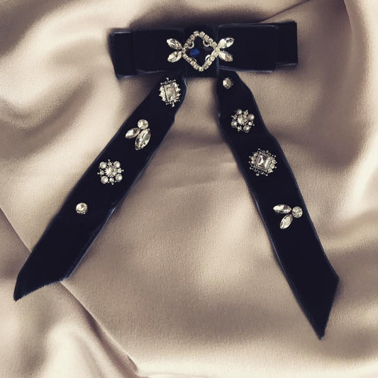Blue Velvet Bow Barrette