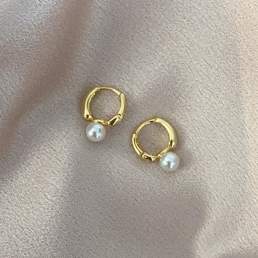 Ella 925 Silver Pearl Hoops