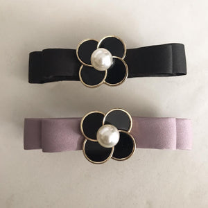 Bow Barrette with Flower Detail