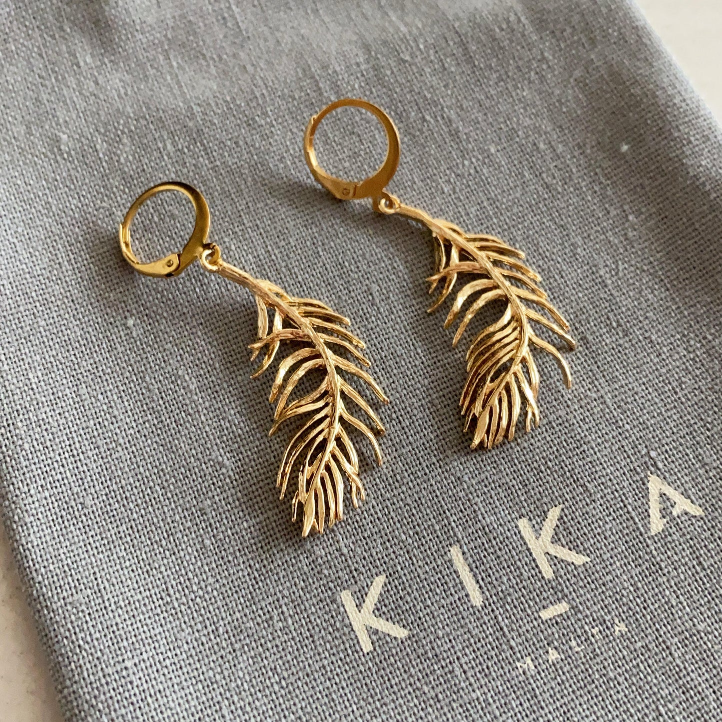 Gold Feather Earrings