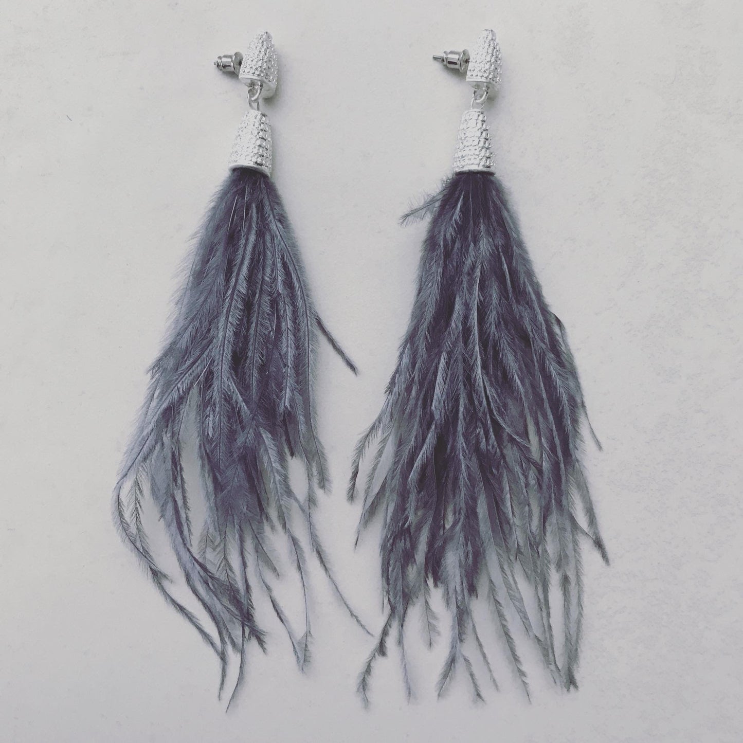 Long Grey Feather Tassels