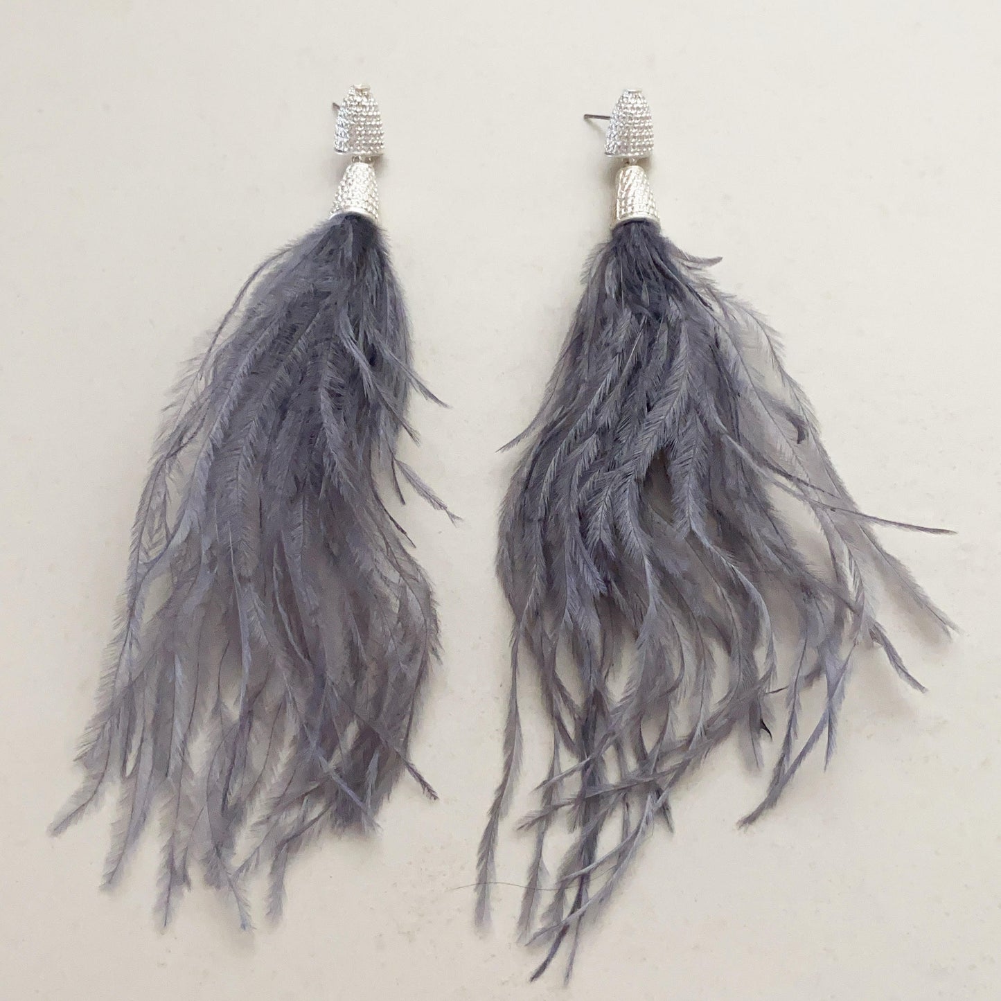 Long Grey Feather Tassels