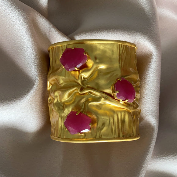 Handcrafted Cuff with Ruby Stones