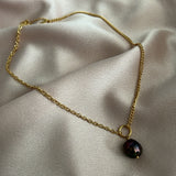 Krista Stainless Steel Black Pearl Necklace
