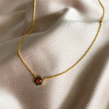 Handcrafted Peach Moonstone & Zirconia Pendant Necklace