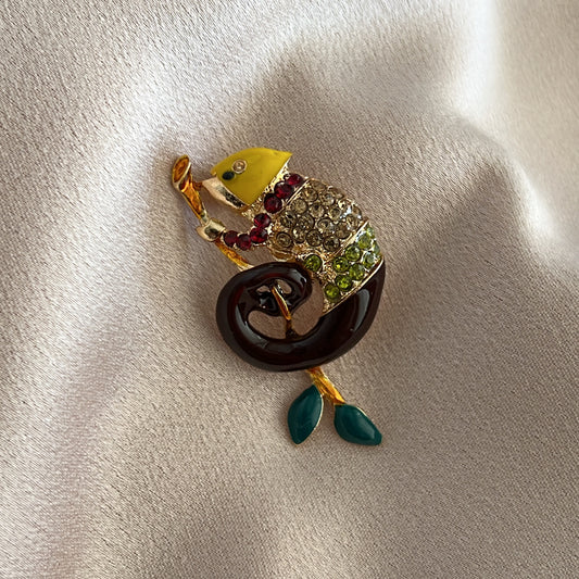 Crystal Chameleon Brooch