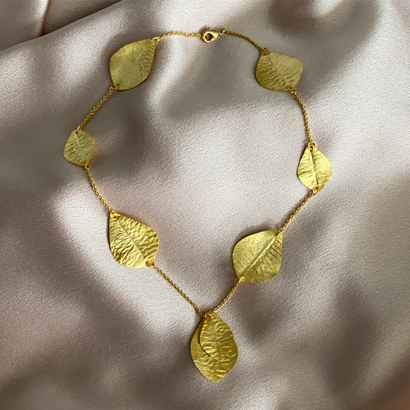 Handcrafted Gold Plated Leaf Design Necklace