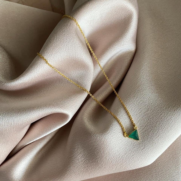 Green Onyx Pyramid Necklace