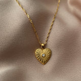 Heart Pendant Twist Chain Necklace