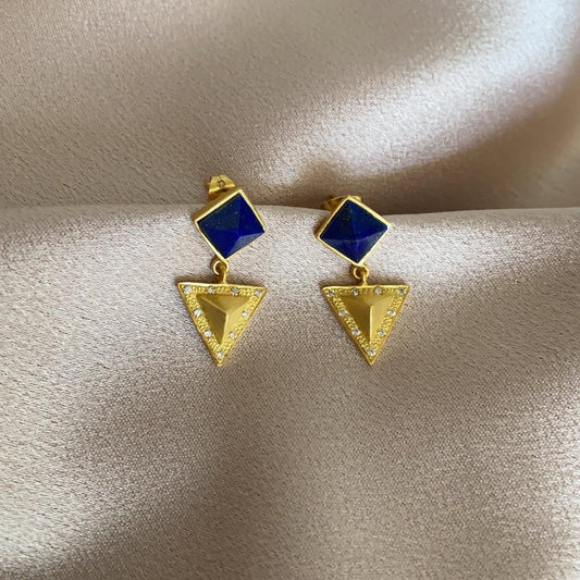 Handcrafted Lapis Lazuli Geometric Earrings