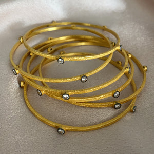 Handcrafted Set of Bangles with Cubic Zirconia