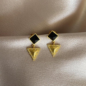 Handcrafted Black Onyx Geometric Earrings