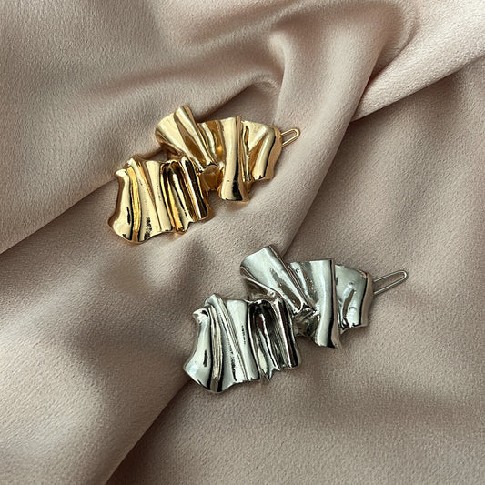 Ruffled Metal Hair Clips