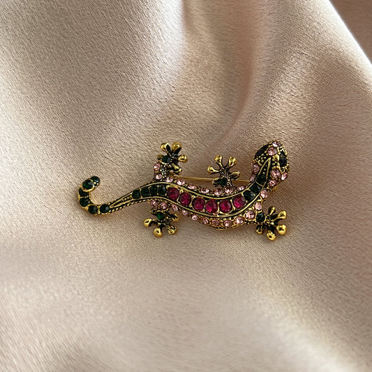 Crystal Lizard Brooch